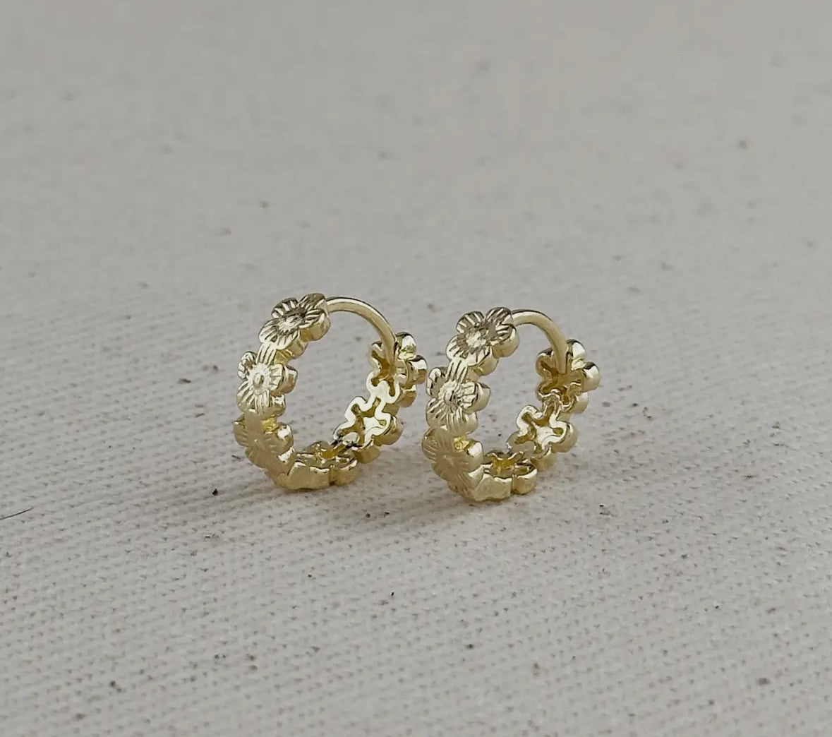 Jade Floral Huggie Hoops