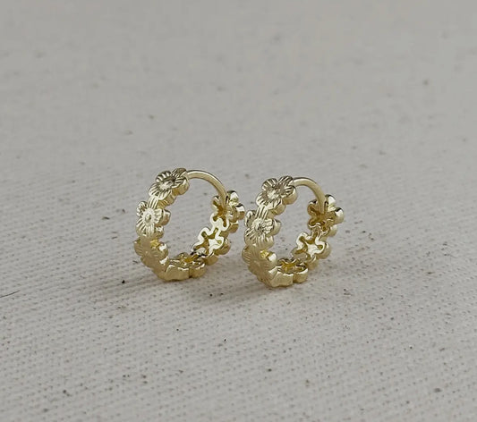 Jade Floral Huggie Hoops
