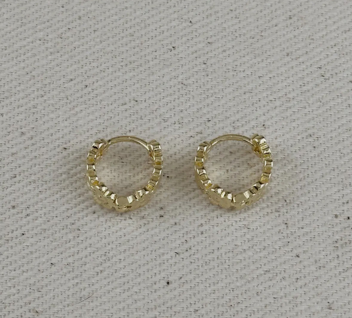 Jade Floral Huggie Hoops